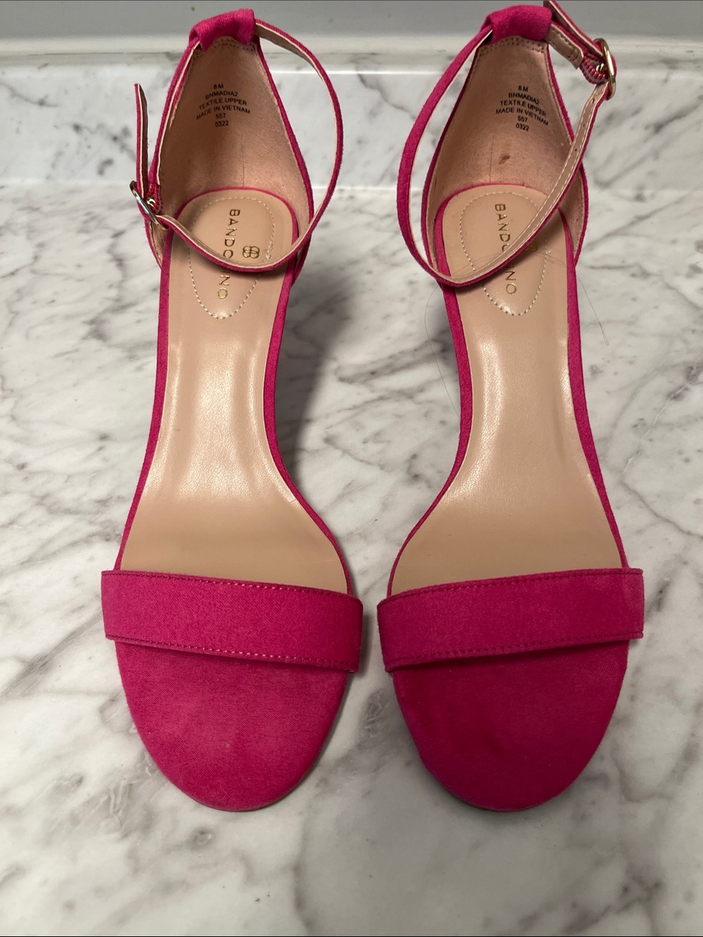 Bandolino Fuchsia Suede Ankle-Strap Heels